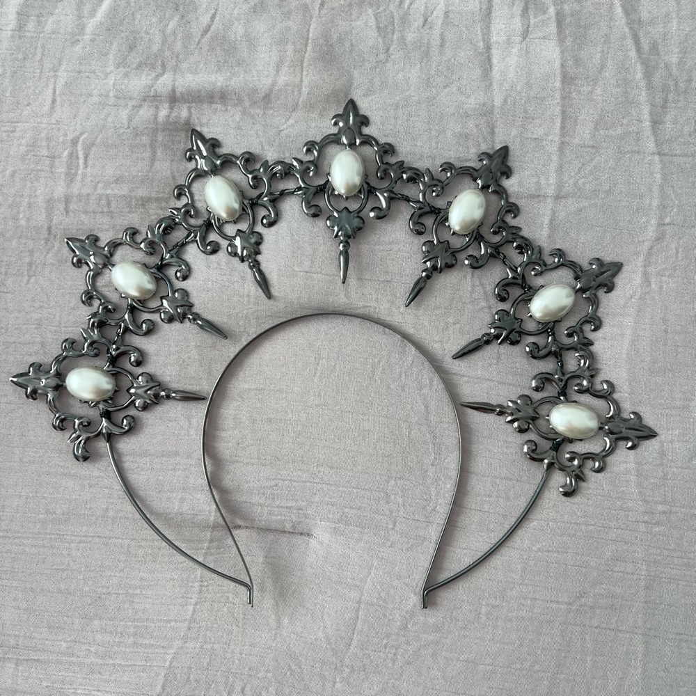 Elegant Silver and White Headpiece